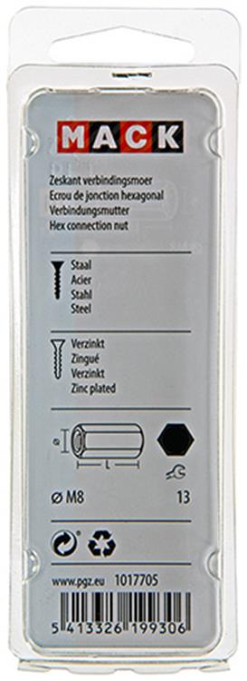 Load image into Gallery viewer, Mack 1017705 - zeskant verbindingsmoer verzinkt 2 st m8 | 10 stuks