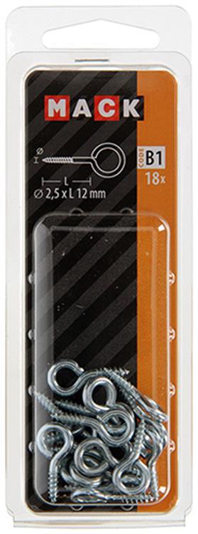 Load image into Gallery viewer, Mack 1017769 - schroefoog staal verzinkt 18st 2,5 x 12 mm | 10 stuks