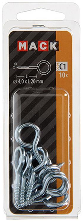 Load image into Gallery viewer, Mack 1017772 - schroefoog staal verzinkt 10st 4,0 x 20 mm | 10 stuks