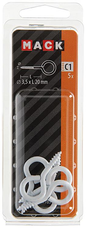 Load image into Gallery viewer, Mack 1017785 - schroefoog staal wit 5 st 3,5 x 20 mm | 10 stuks
