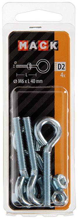 Load image into Gallery viewer, Mack 1017791 - schroefoog metrisch + moer verzinkt 4 st m6 x 40 mm | 10 stuks