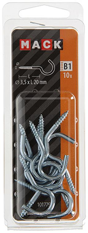 Load image into Gallery viewer, Mack 1017797 - schroefhaak staal verzinkt 10st 3,5 x 20 mm | 10 stuks