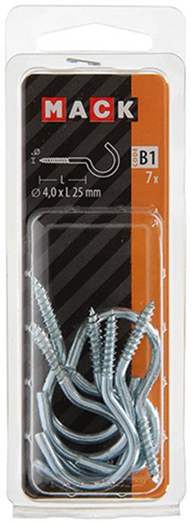 Load image into Gallery viewer, Mack 1017799 - schroefhaak staal verzinkt 7st 4,0 x 25 mm | 10 stuks