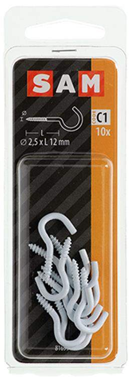 Load image into Gallery viewer, Mack 1017805 - schroefhaak staal wit 10st 2,5 x 12 mm | 10 stuks
