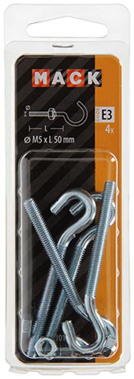 Load image into Gallery viewer, Mack 1017810 - schroefhaak metrisch + moer verzinkt 4st m5 x 50 mm | 10 stuks