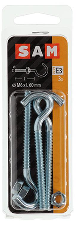 Load image into Gallery viewer, Mack 1017811 - schroefhaak metrisch + moer verzinkt 3st m6 x 60 mm | 10 stuks