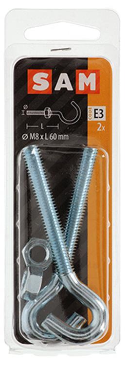 Load image into Gallery viewer, Mack 1017812 - schroefhaak metrisch + moer verzinkt 2st m8 x 60 mm | 10 stuks