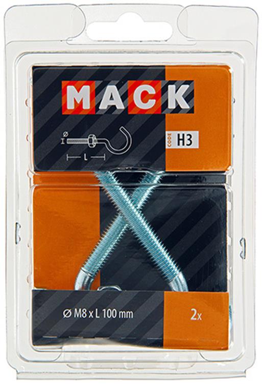 Load image into Gallery viewer, Mack 1017814 - schroefhaak metrisch + moer verzinkt 2st m8 x 100 mm | 5 stuks