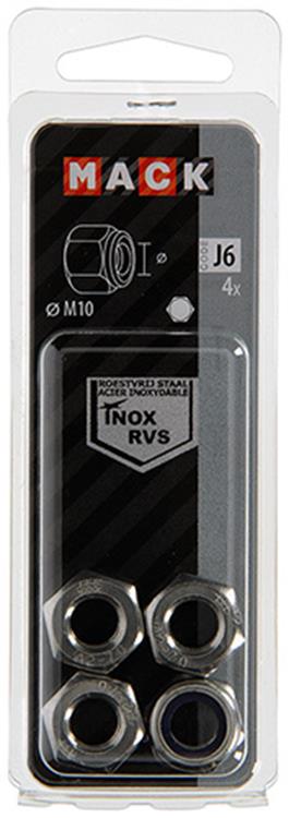 Afbeelding laden in galerijviewer, Mack 1019860 - zeskant borgmoer inox a2 4 st m 10 | 10 stuks