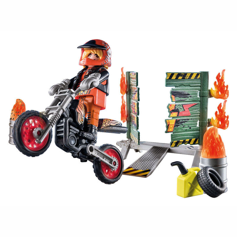 Load image into Gallery viewer, Playmobil Starterpack Stuntshow Motor met Vuurmuur 71256