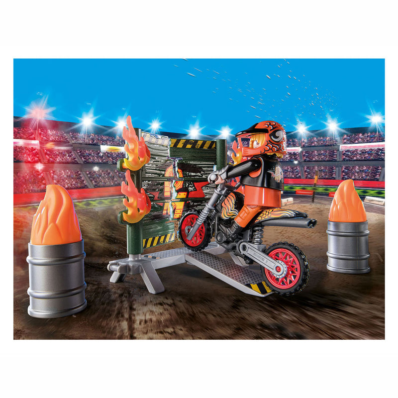 Load image into Gallery viewer, Playmobil Starterpack Stuntshow Motor met Vuurmuur 71256