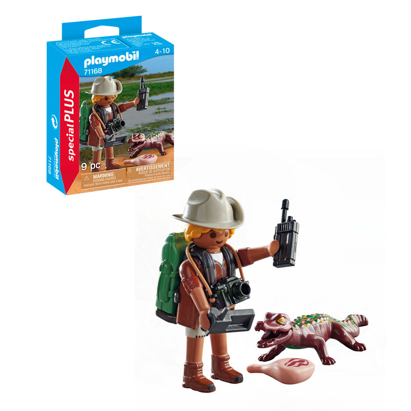Load image into Gallery viewer, Playmobil specials onderzoeker met jonge kaaiman - 71168