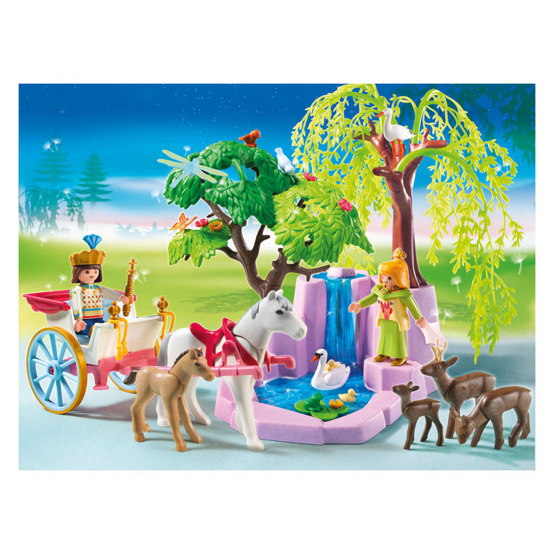 Load image into Gallery viewer, Playmobil prins en prinses met koets en waterval - 5021