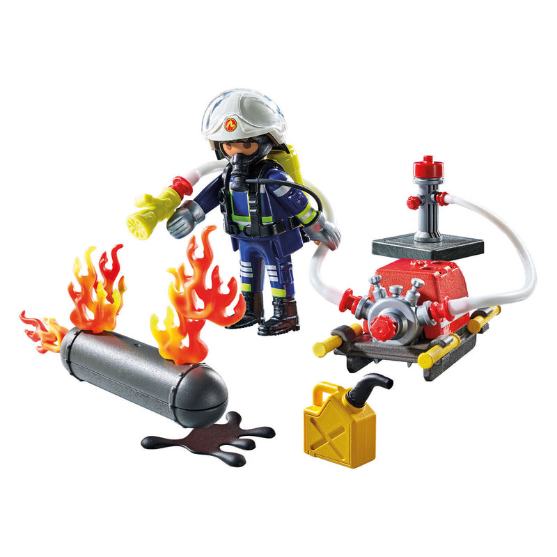 Load image into Gallery viewer, Playmobil action heroes brandweerman met waterpomp - 71826