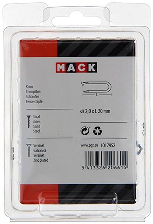 Load image into Gallery viewer, Mack 1017952 - kram staal verzinkt 250 gr 2,0 x 20 mm | 5 stuks