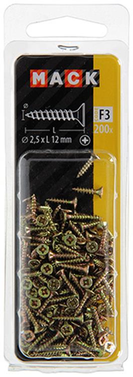 Load image into Gallery viewer, Mack 1017956 - spaanplaatschroef vz kop geelverz.200st 2,5 x 12 mm | 10 stuks