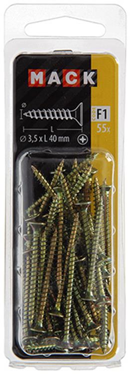 Load image into Gallery viewer, Mack 1017967 - spaanplaatschroef vz kop geelverz. 55st 3,5 x 40 mm | 5 stuks