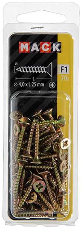Load image into Gallery viewer, Mack 1017970 - spaanplaatschroef vz kop geelverz. 70st 4,0 x 25 mm | 5 stuks