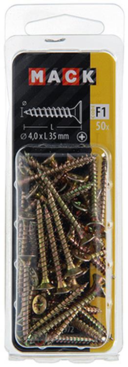 Load image into Gallery viewer, Mack 1017972 - spaanplaatschroef vz kop geelverz. 50st 4,0 x 35 mm | 5 stuks
