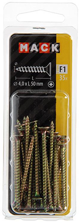Load image into Gallery viewer, Mack 1017975 - spaanplaatschroef vz kop geelverz. 35st 4,0 x 50 mm | 5 stuks