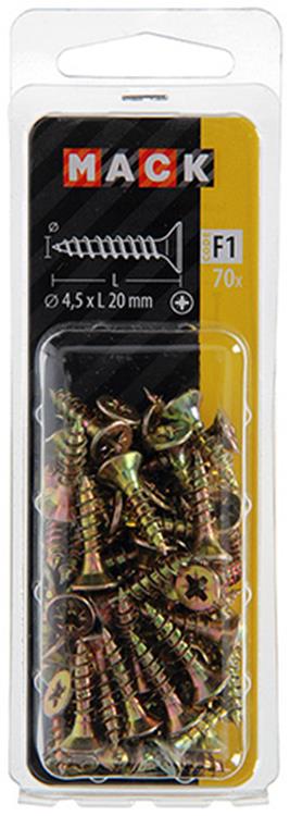 Load image into Gallery viewer, Mack 1017976 - spaanplaatschroef vz kop geelverz. 70st 4,5 x 20 mm | 5 stuks