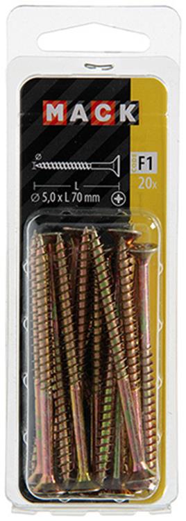 Load image into Gallery viewer, Mack 1017990 - spaanplaatschroef vz kop geelverz. 20st 5,0 x 70 mm | 5 stuks