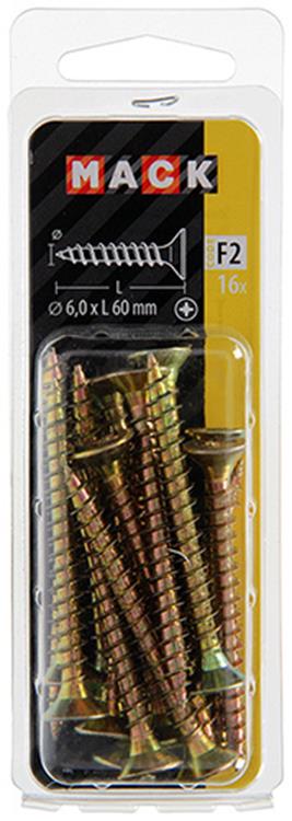 Load image into Gallery viewer, Mack 1017994 - spaanplaatschroef vz kop geelverz. 16st 6,0 x 60 mm | 5 stuks