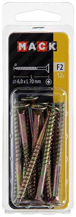 Load image into Gallery viewer, Mack 1017995 - spaanplaatschroef vz kop geelverz. 12st 6,0 x 70 mm | 5 stuks