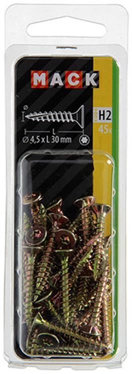 Load image into Gallery viewer, Mack 1018015 - spaanplschr.vzkop-zelfb. geelverz. 45 st 4,5 x 30 mm | 5 stuks