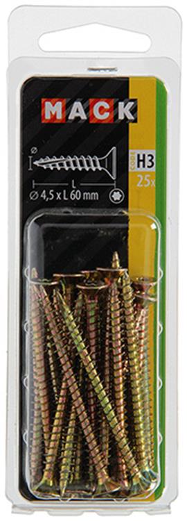 Load image into Gallery viewer, Mack 1018019 - spaanplschr.vzkop-zelfb. geelverz. 25 st 4,5 x 60 mm | 5 stuks