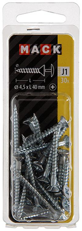 Load image into Gallery viewer, Mack 1018034 - schroef met kopboring staal verz. 30 st 4,5 x 40 mm | 5 stuks