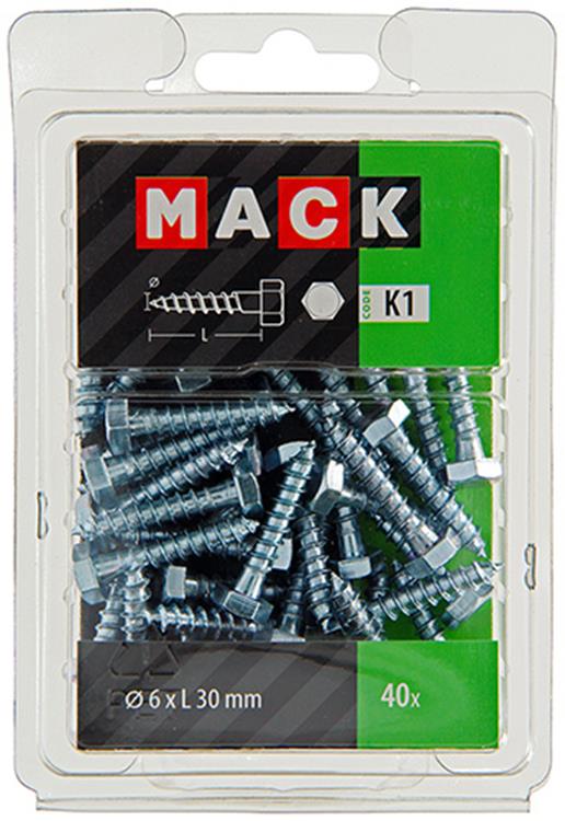 Load image into Gallery viewer, Mack 1018037 - houtdraadbout staal verzinkt 40 st 6 x 30 mm | 5 stuks