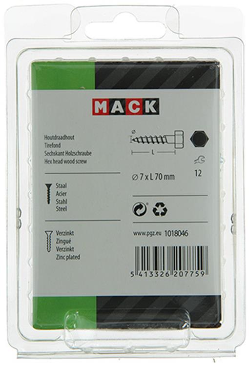 Load image into Gallery viewer, Mack 1018046 - houtdraadbout staal verzinkt 20 st 7 x 70 mm | 5 stuks