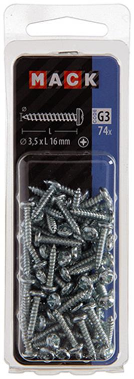 Load image into Gallery viewer, Mack 1018059 - zelftappende schroef cylkop verz. 74 st 3,5 x 16 mm | 10 stuks
