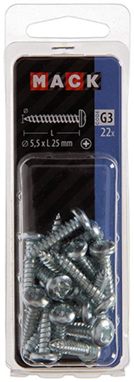 Load image into Gallery viewer, Mack 1018078 - zelftappende schroef cylkop verz. 22 st 5,5 x 25 mm | 5 stuks