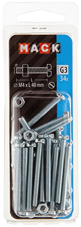 Load image into Gallery viewer, Mack 1018093 - metaalschroef cyl. kop + moer verz. 34 st m4 x 40 mm | 5 stuks