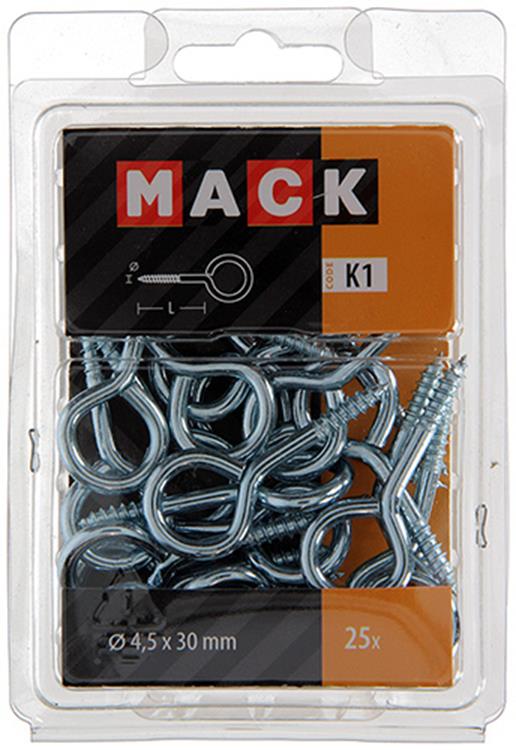 Afbeelding laden in galerijviewer, Mack 1018137 - schroefoog staal verzinkt 25st 4,5 x 30 mm | 5 stuks
