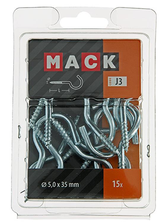Load image into Gallery viewer, Mack 1018141 - schroefhaak staal verzinkt 15 st 5,0 x 35 mm | 5 stuks