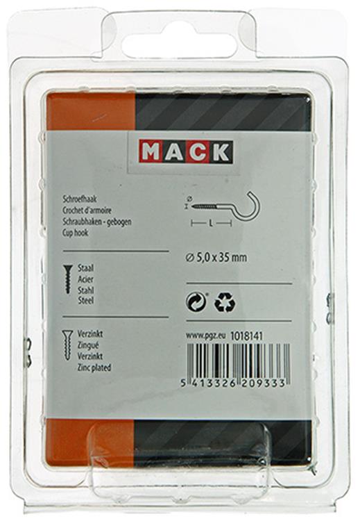 Load image into Gallery viewer, Mack 1018141 - schroefhaak staal verzinkt 15 st 5,0 x 35 mm | 5 stuks