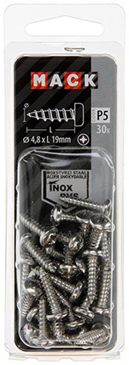 Load image into Gallery viewer, Mack 1020019 - zelftappende schroef cyl.kop a2 30 st 4,8 x 19 mm | 5 stuks