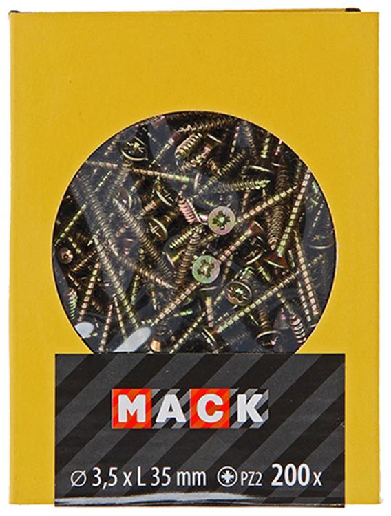Load image into Gallery viewer, Mack 1020085 - spaanplaatschroef vz kop geel vz 200 st 3,5 x 35 mm | 5 stuks
