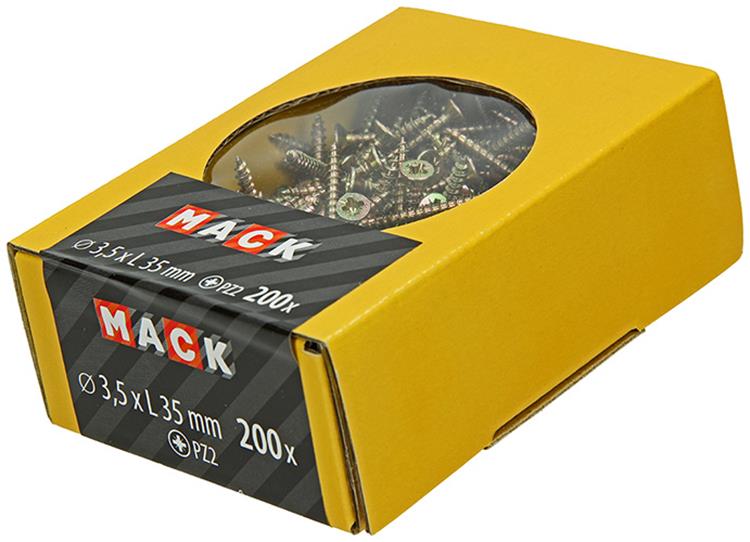 Load image into Gallery viewer, Mack 1020085 - spaanplaatschroef vz kop geel vz 200 st 3,5 x 35 mm | 5 stuks