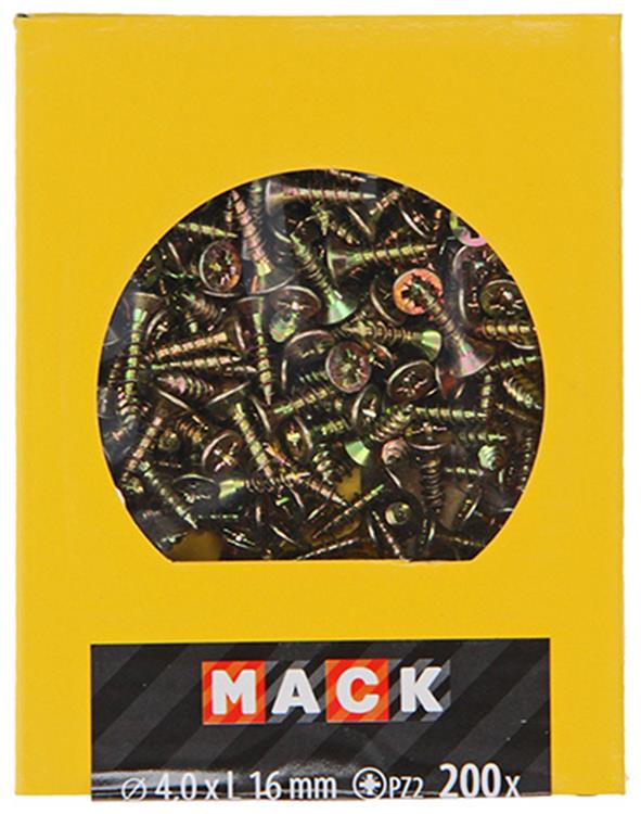 Load image into Gallery viewer, Mack 1020089 - spaanplaatschroef vz kop geel vz 200 st 4,0 x 16 mm | 5 stuks
