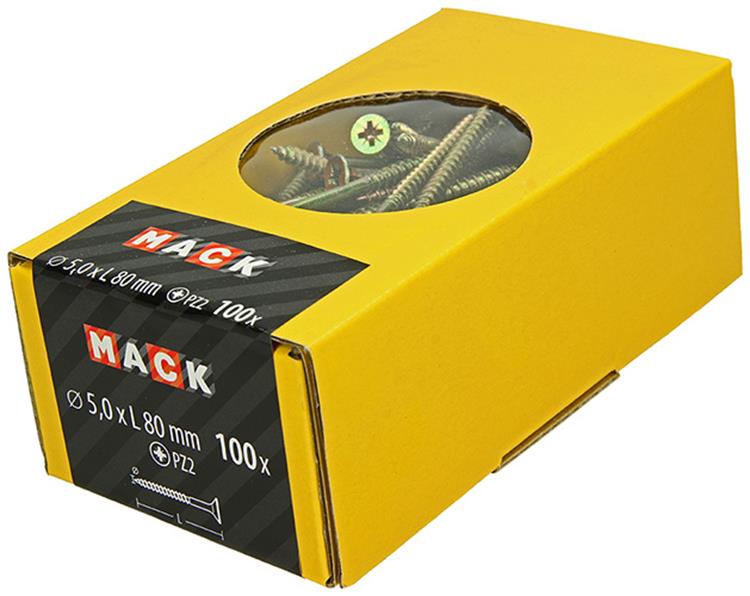 Load image into Gallery viewer, Mack 1020118 - spaanplaatschroef vz kop geelvz 100 st 5,0 x 80 mm | 3 stuks