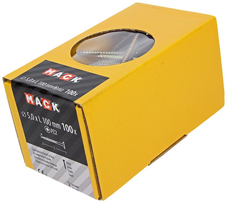 Load image into Gallery viewer, Mack 1020120 - spaanplaatschroef vz kop geel vz 100 st 5,0 x 100 mm | 2 stuks