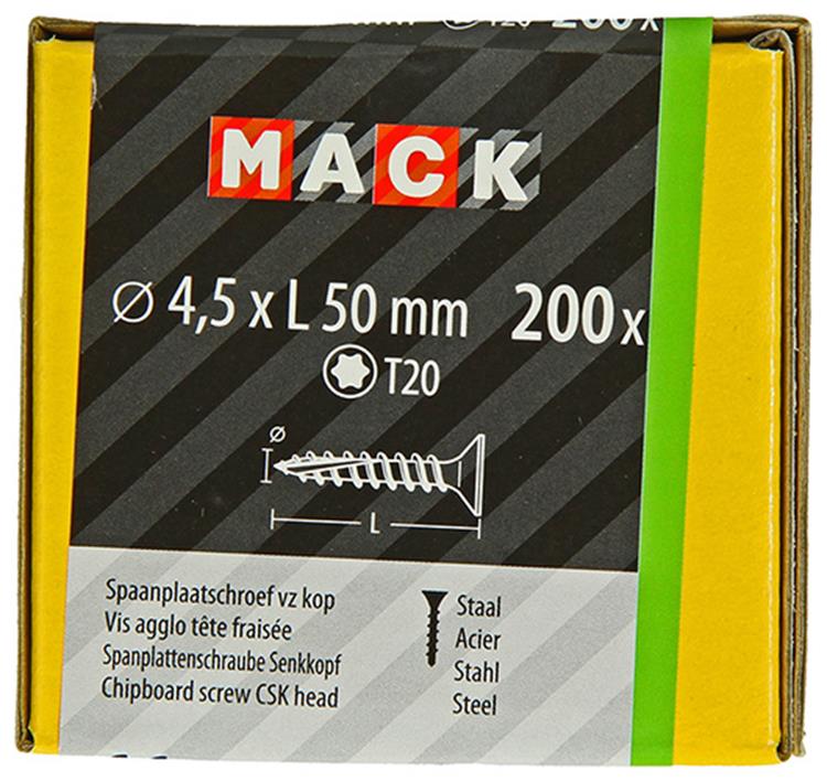 Load image into Gallery viewer, Mack 1020147 - spaanplaatschroef vz kp-zelfb.gvz 200st 4,5 x 50 mm | 2 stuks