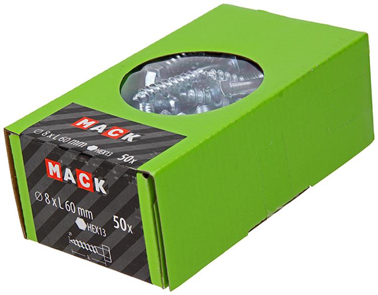 Load image into Gallery viewer, Mack 1020176 - houtdraadbout verzinkt 50 st 8 x 60 mm | 3 stuks
