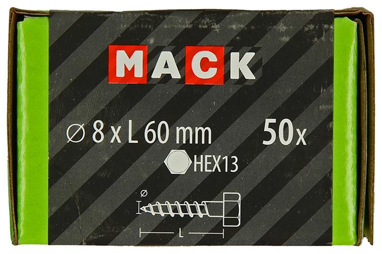 Load image into Gallery viewer, Mack 1020176 - houtdraadbout verzinkt 50 st 8 x 60 mm | 3 stuks