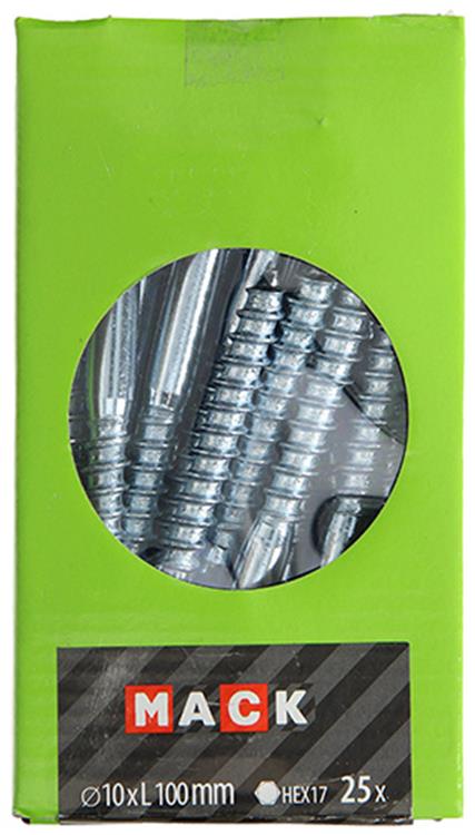 Load image into Gallery viewer, Mack 1020182 - houtdraadbout verzinkt 25 st 10 x 100 mm | 3 stuks