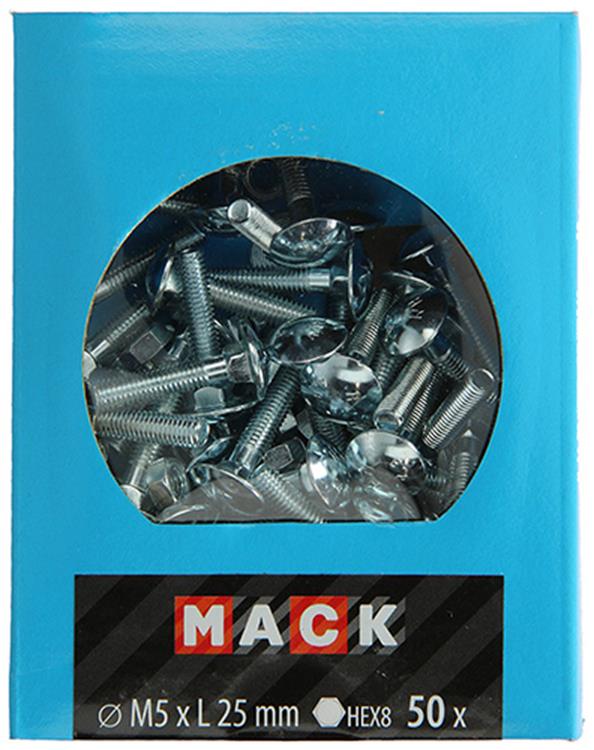 Load image into Gallery viewer, Mack 1020191 - houtbout + moer verzinkt 50 stm5 x 25 mm | 5 stuks